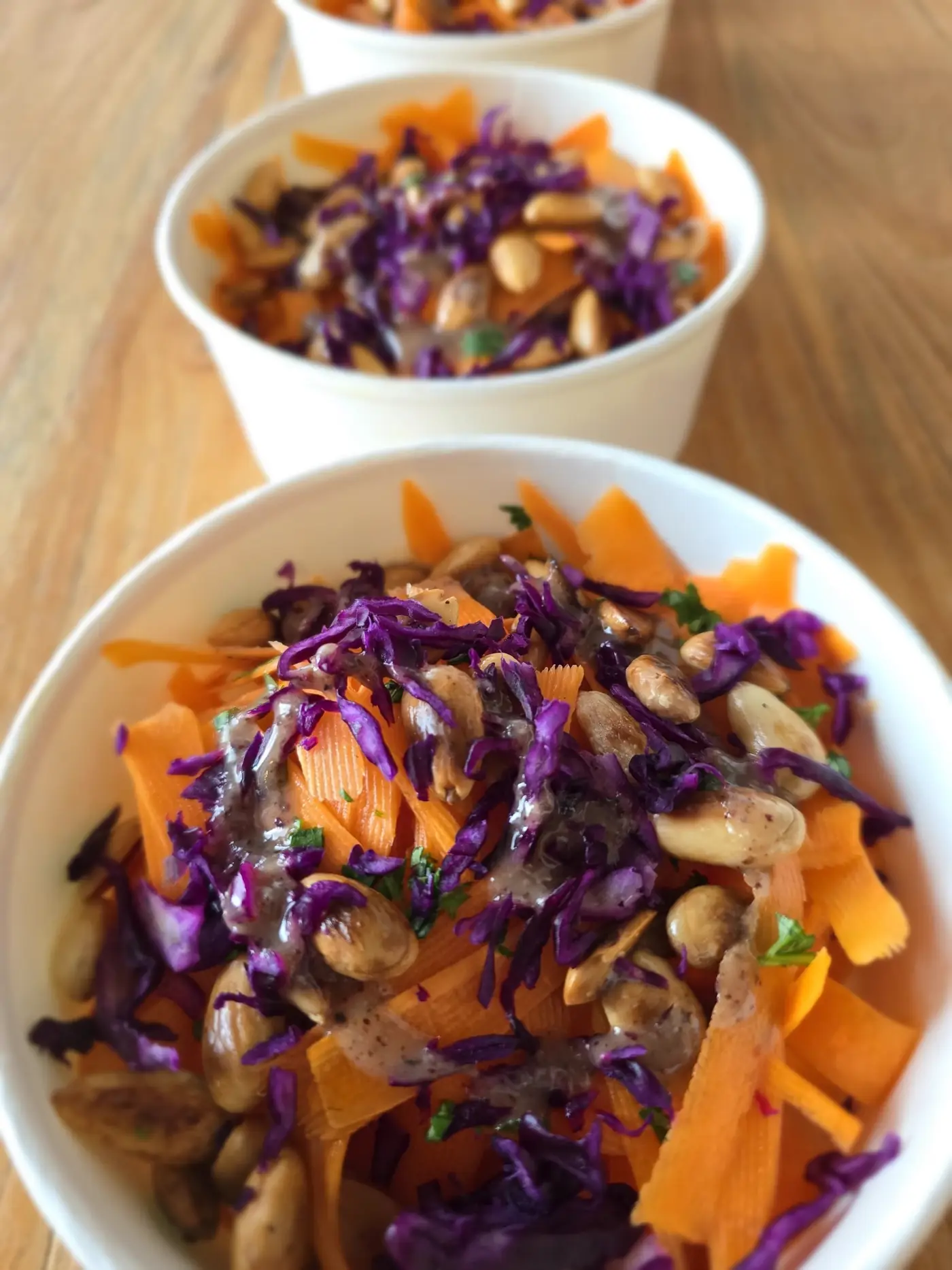 Salade de carottes à l'orientale et chou rouge